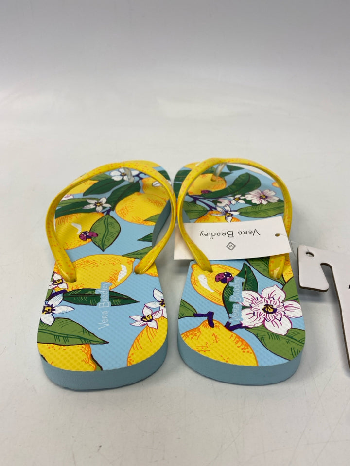 NWT Vera Bradley  Size 9/10 Yellow Green Lemon(s) Sandals