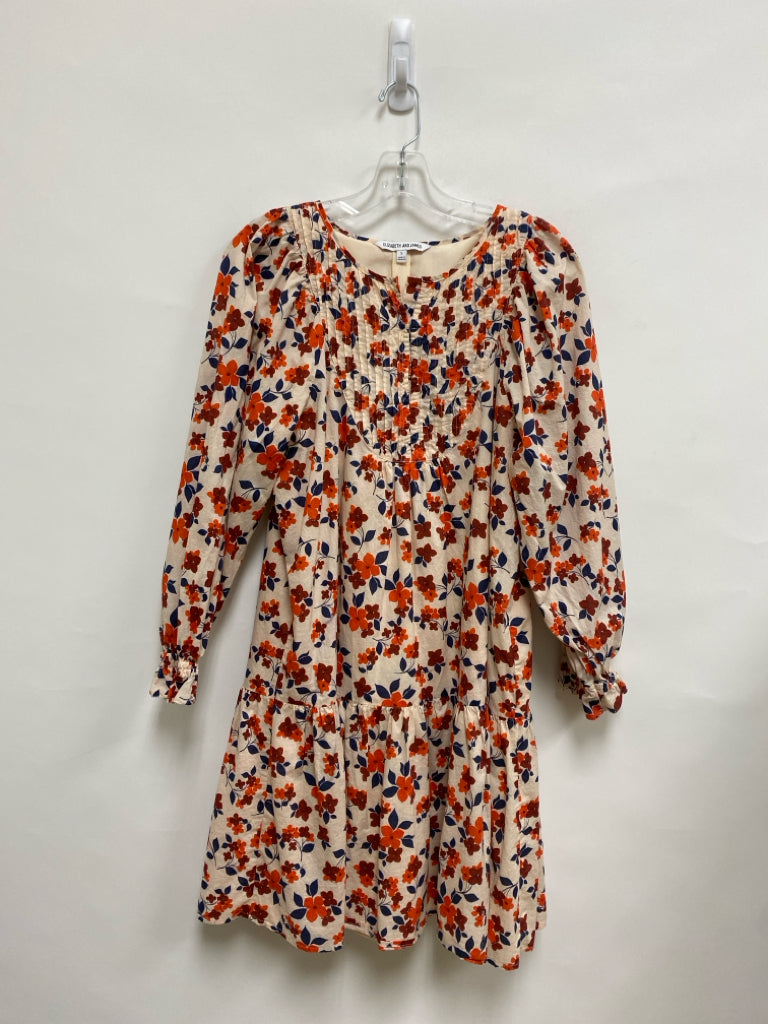 Elizabeth and James Size S Cream Orange/Navy Flowers Ladies Dress