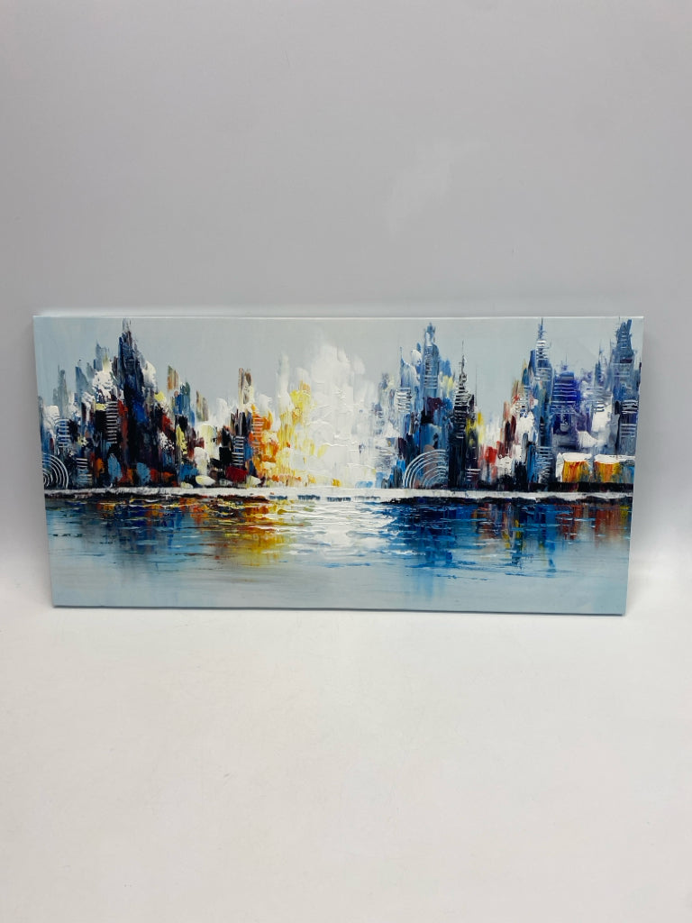 Blue Multi Color City Scene Canvas Art