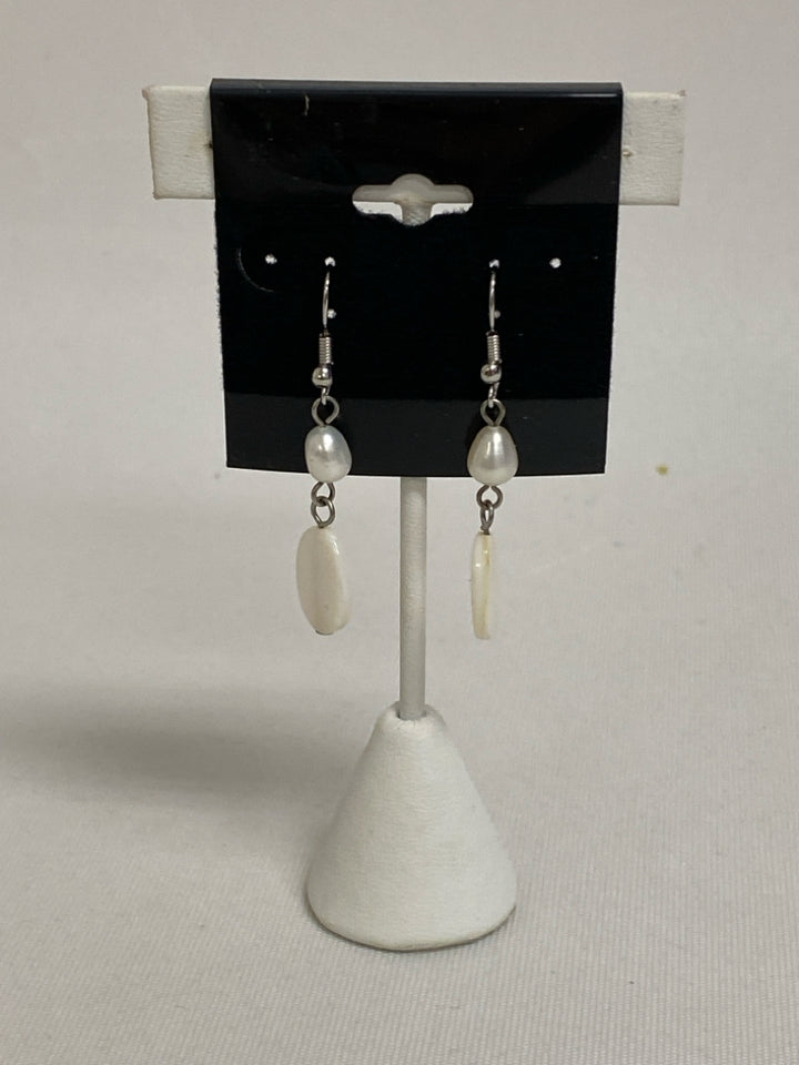 Cream Pearl Disc Earrings