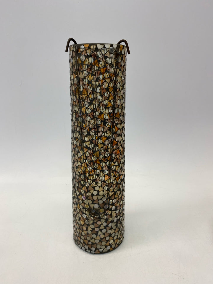 Amber Iridescent Mosaic Glass Candleholder(s)