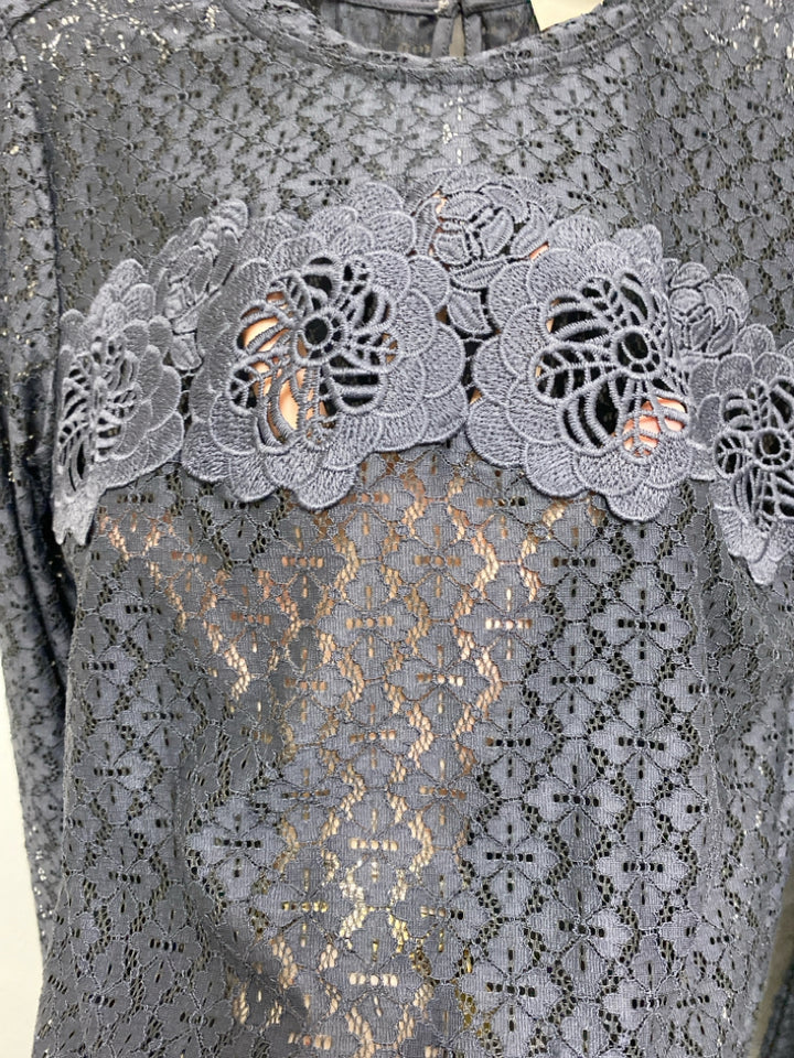 LOFT Size XS Charcoal Lace Ladies Top