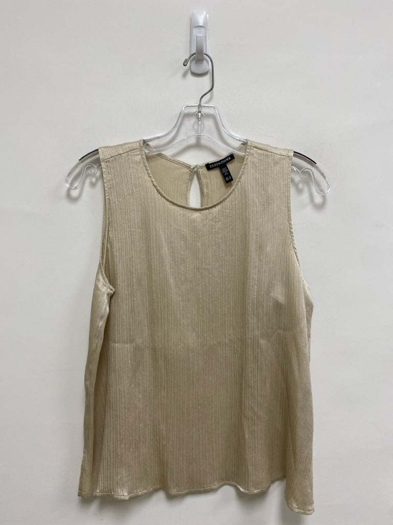 Eileen Fisher Size M Beige Crinkle Tank Silicone Ladies Top