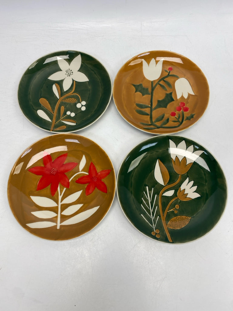 Green Gold/Cream Floral Plate (s)