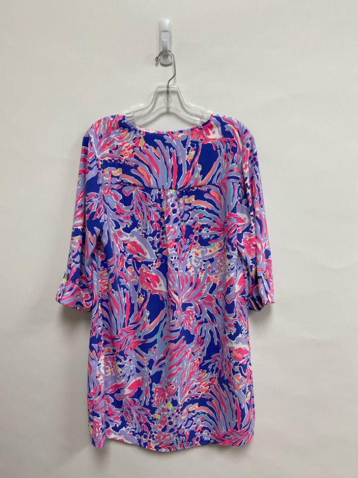 LILLY PULITZER Size L Periwinkle Lavender/Pink V Neck Ladies Dress