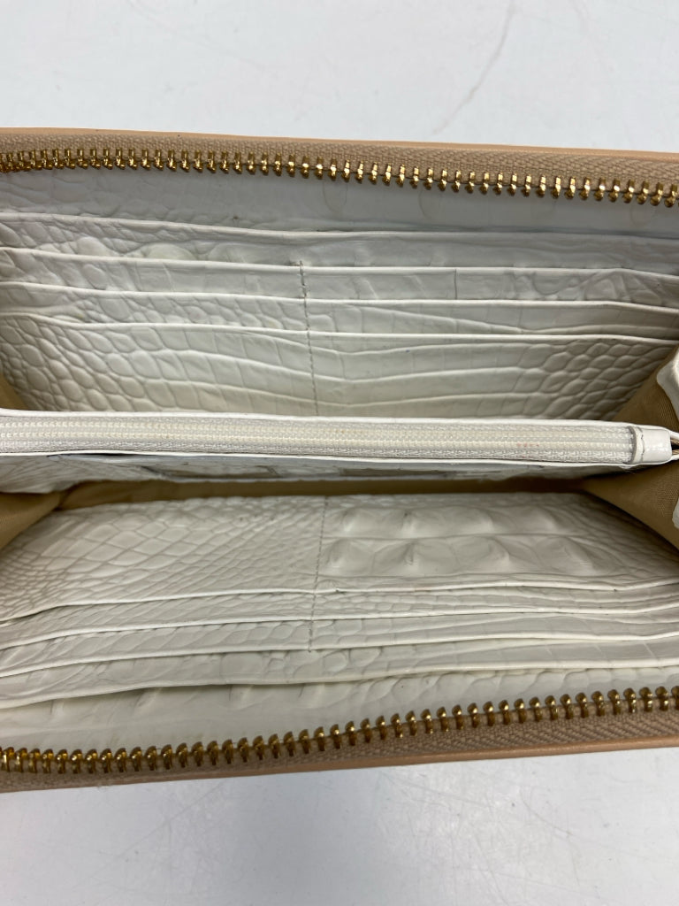 Brahmin Aqua Tan Embossed Wallet