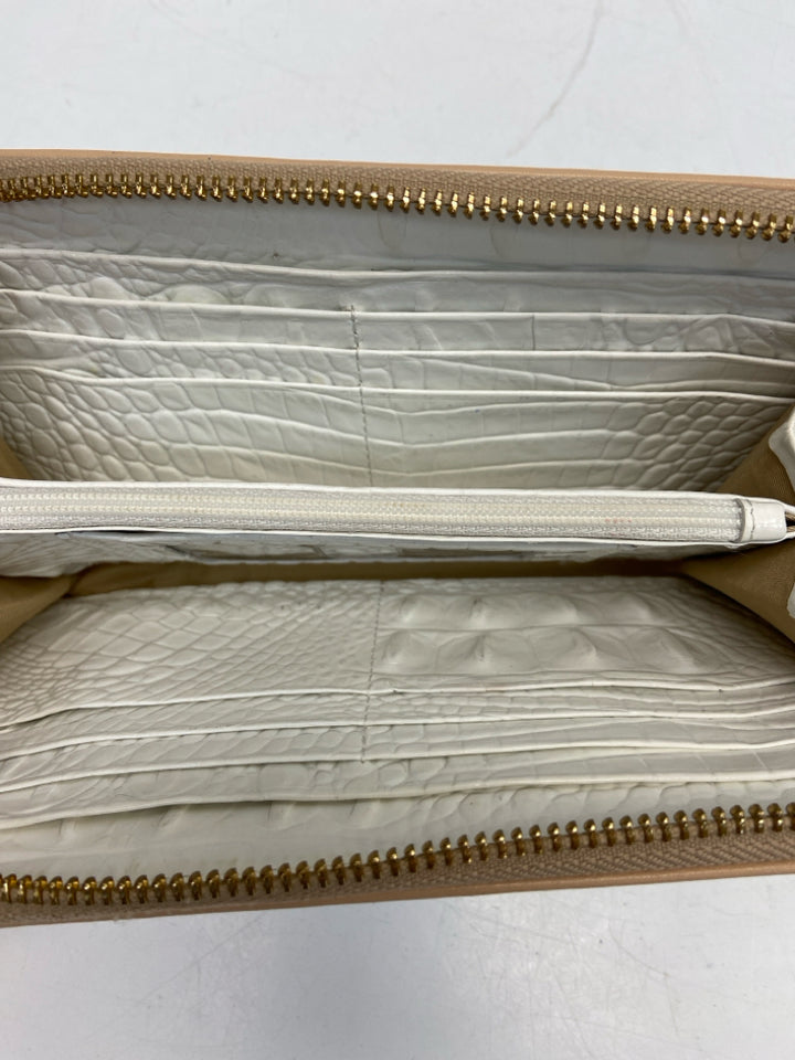 Brahmin Aqua Tan Embossed Wallet
