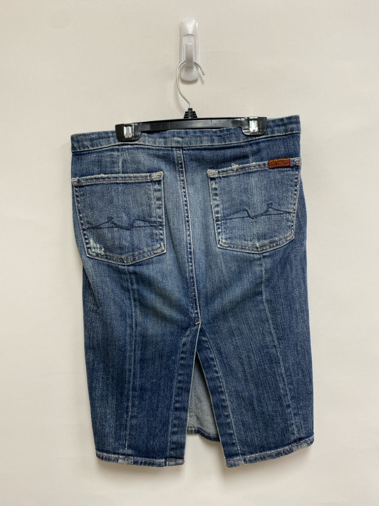 7/Mankind Size 27 Faded Denim Ladies Skirt