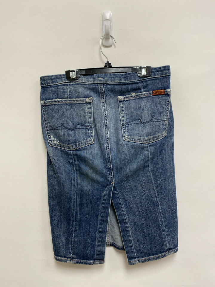 7/Mankind Size 27 Faded Denim Ladies Skirt