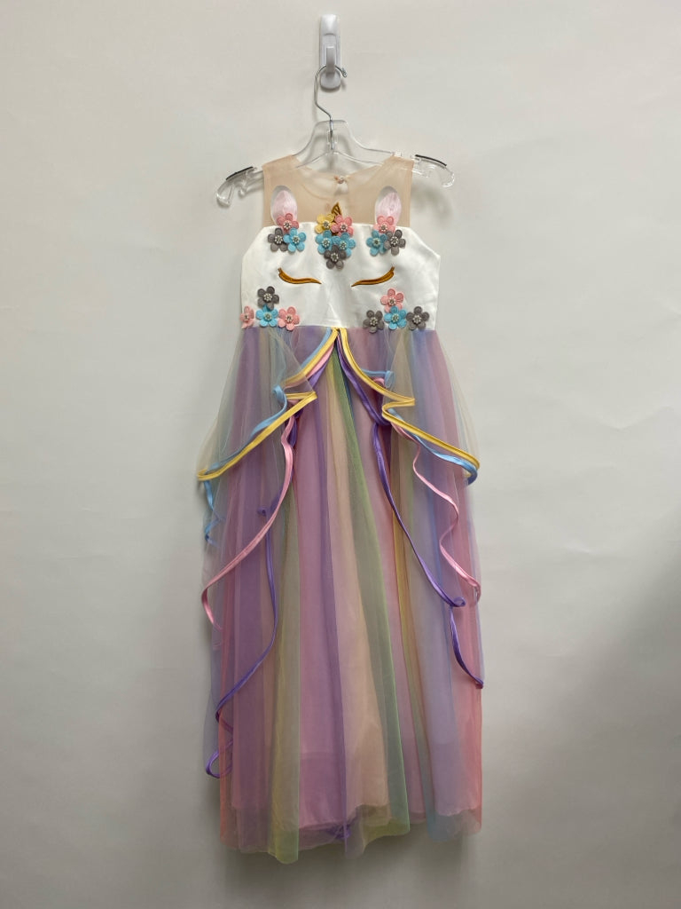 SIZE 8 White Pink/Blue Unicorns Girl&