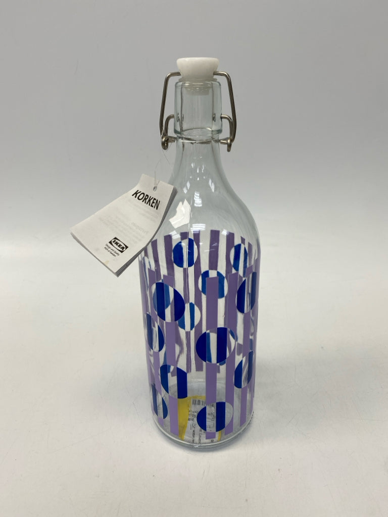 Ikea Clear Lavender Circles Glass Bottle
