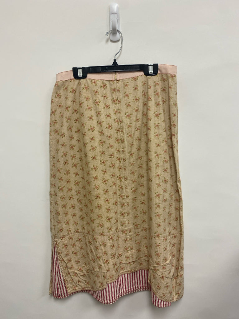 Size M Dusty Pink Green Floral Cotton Ladies Skirt