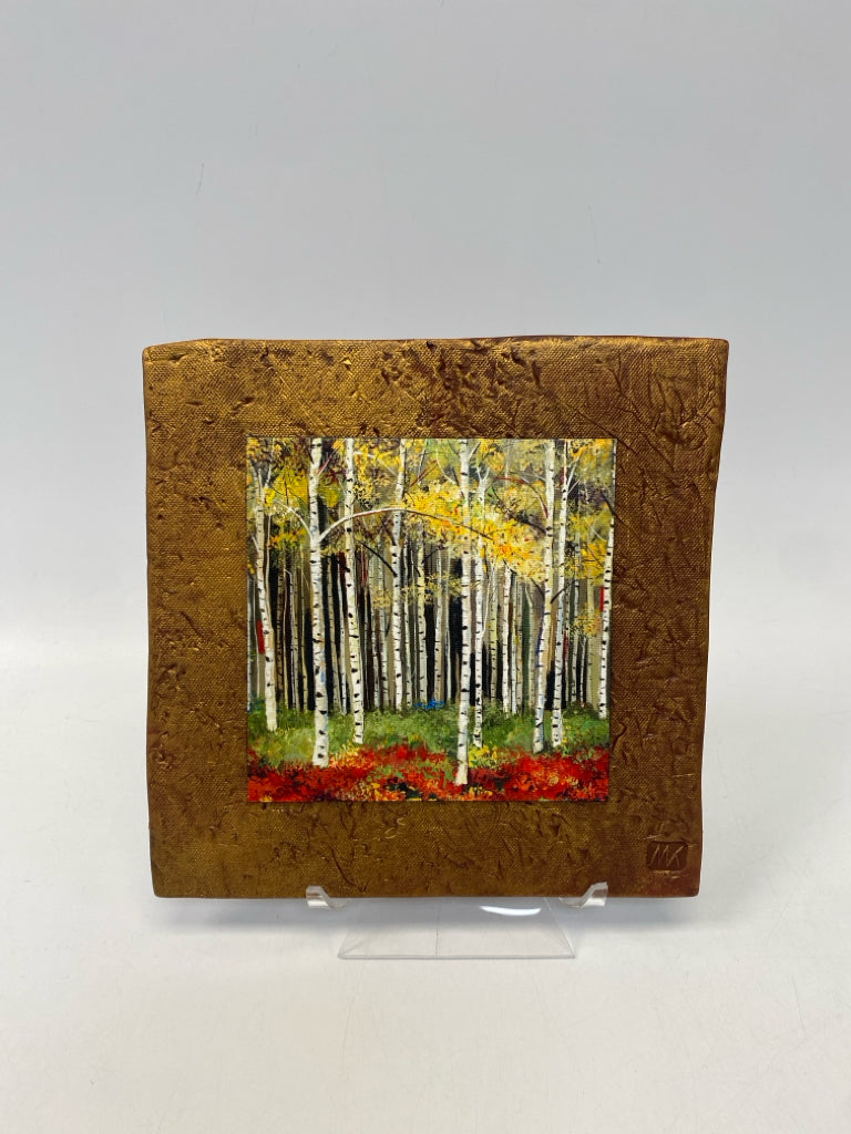 NWT Gold Multi Color Trees Wall Hanging