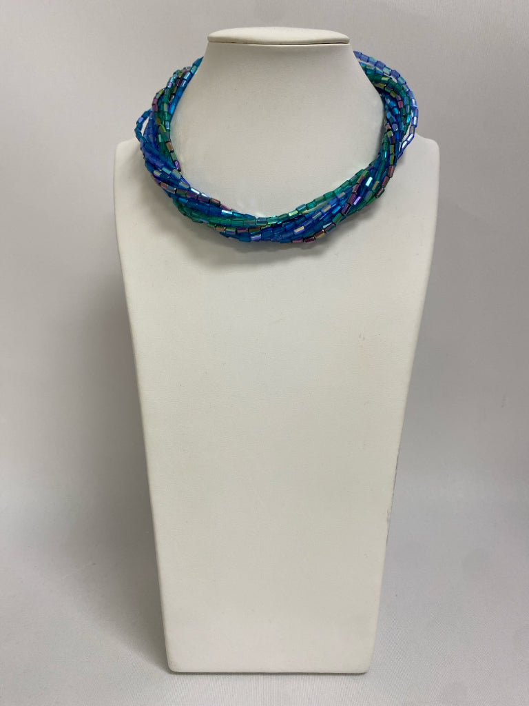 Vendome Aqua Iridescent Beaded Necklace