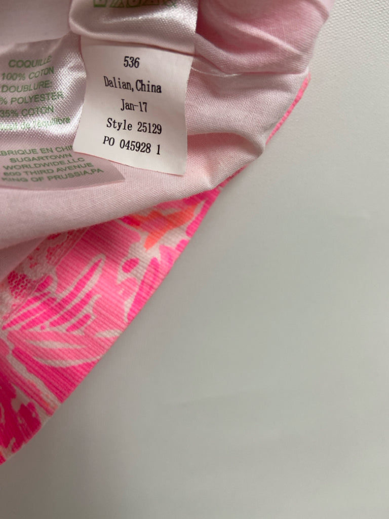 LILLY PULITZER SIZE 10 Neon Pink/Wht Coral Flamingo Sleeveless Girl&