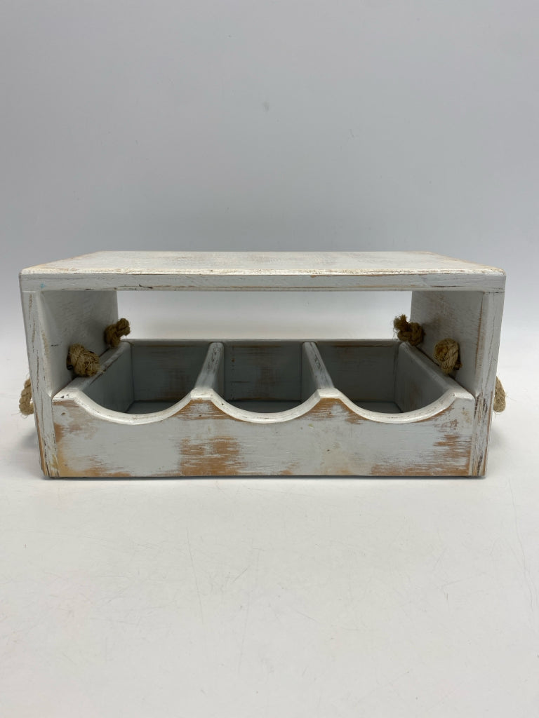 White Brown Distressed Wood Barware