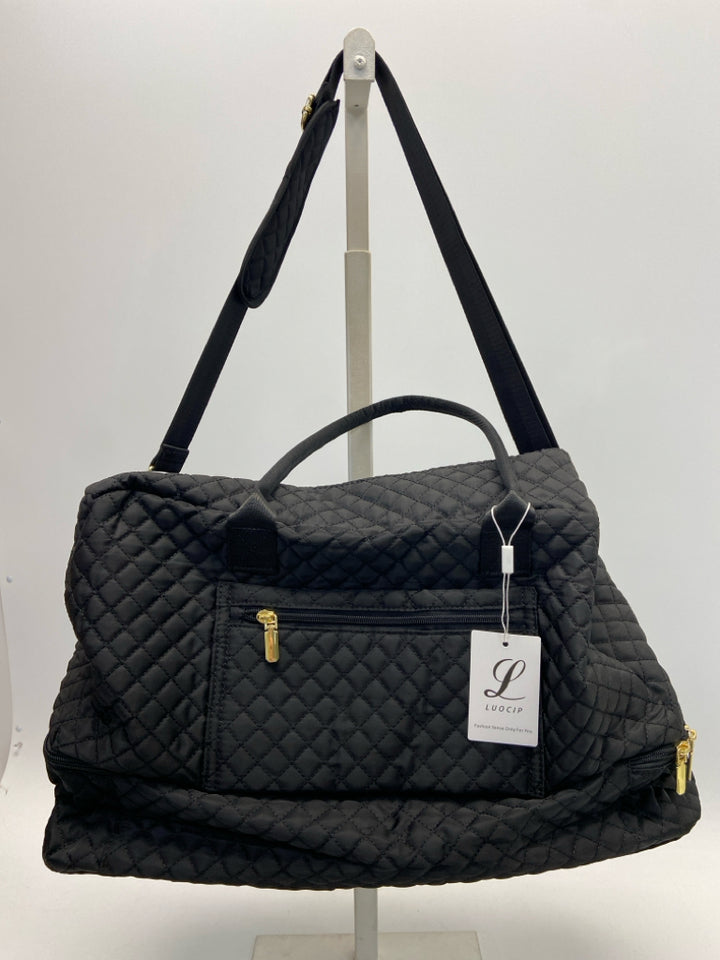 NWT Luocip Black Quilted Duffle Bag