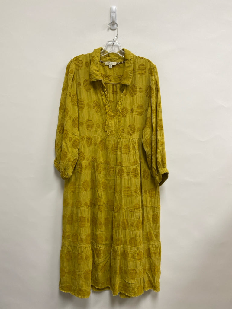 Umgee Size 1X Yellow Circles Plus Size Dress