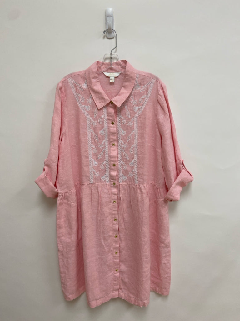 LILLY PULITZER Size XL Pink White Shells Embroidered Ladies Dress