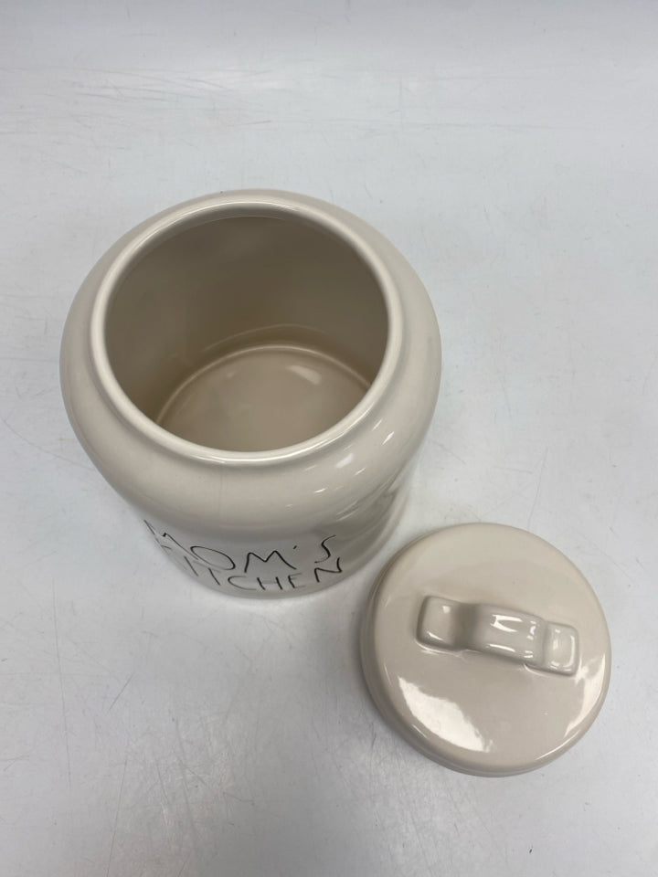 Rae Dunn White Black Words Ceramic Canister