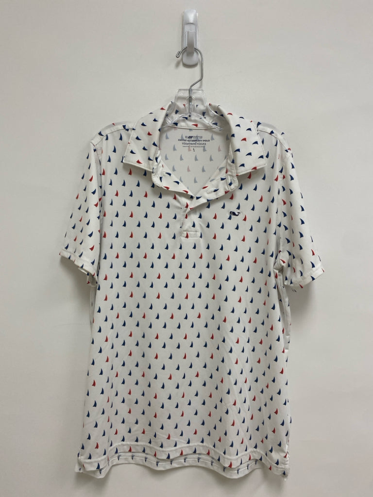 Vineyard Vines SIZE 16 White Navy/Red Shapes Polo Boy&