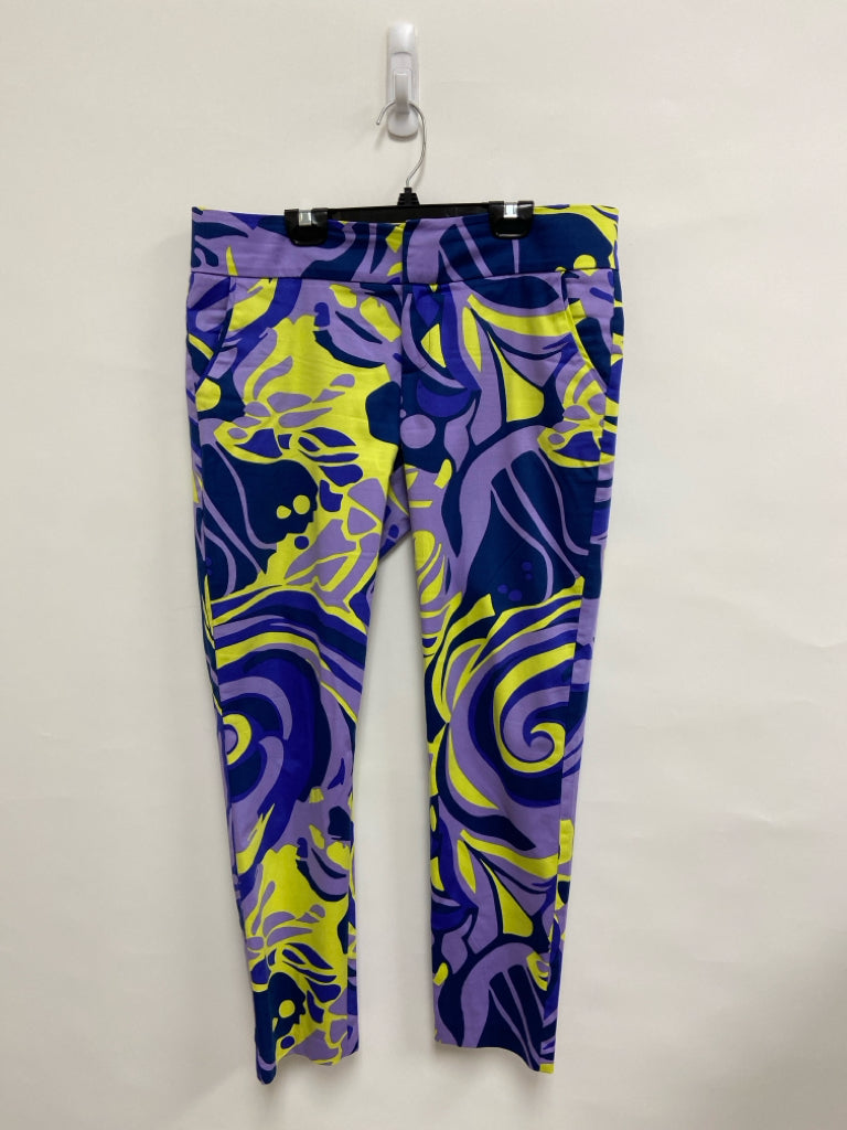 Alice&amp;Trixie Size M Navy/Green Purple Abstract Ladies Pants