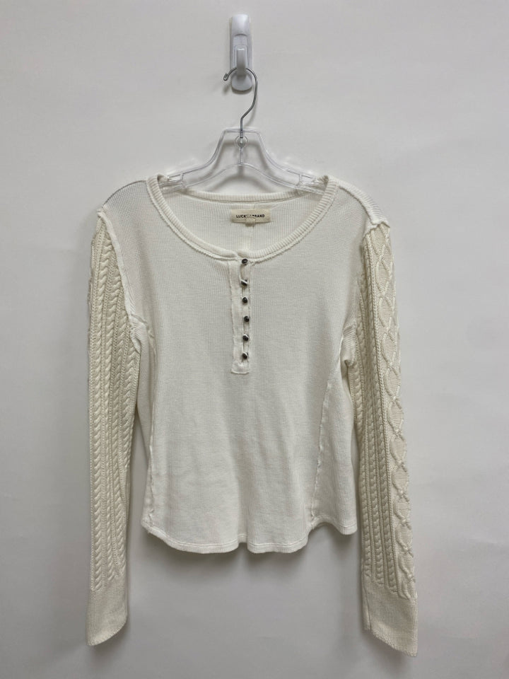 Lucky Brand Size M White Cream Cable Knit Ladies Top