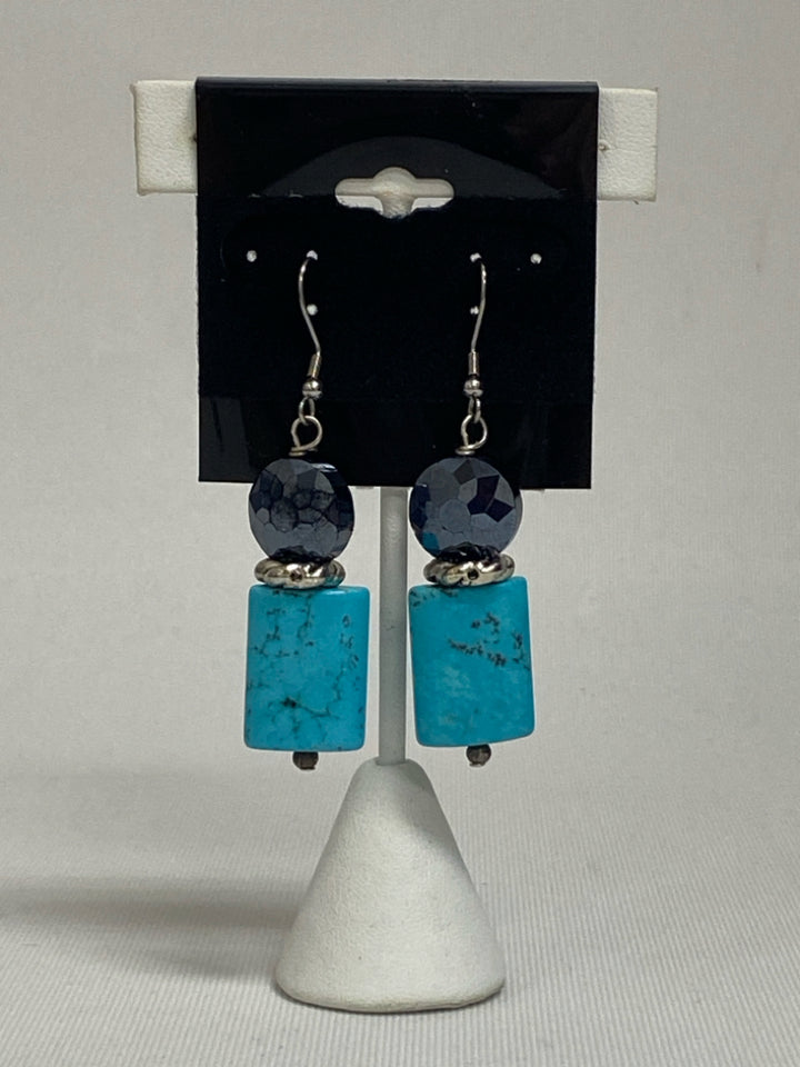 Jared Turquoise Gray/Silver Stones Earrings