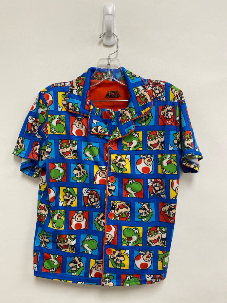 SIZE 8 Blue Green/Multi Super Mario Button Up Boy&