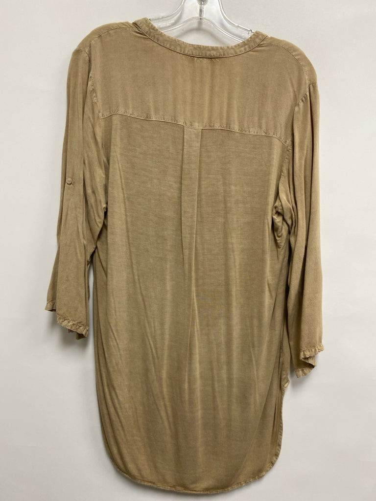 Solitaire Size L Tan Floral Embroidered Ladies Top