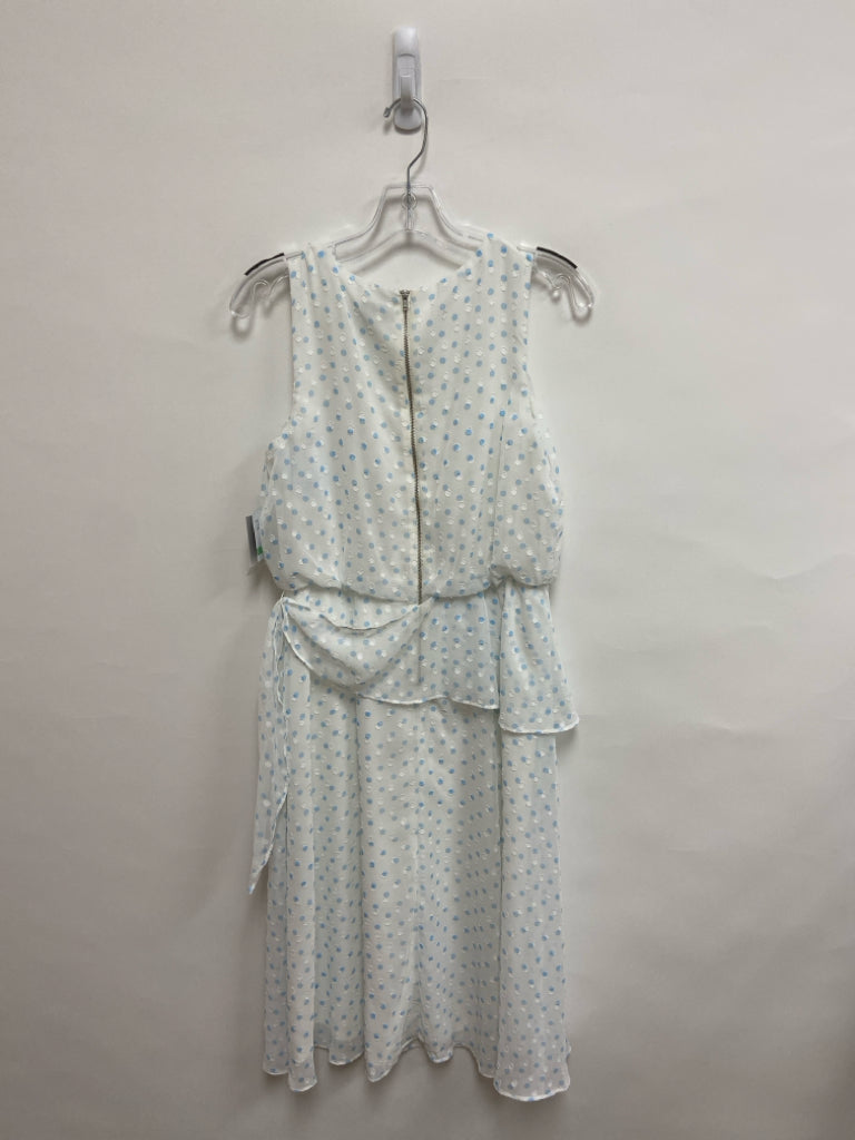 NWT Gabby Skye Size 8 White Blue Polka Dot Sleeveless Swiss Dot Ladies Dress