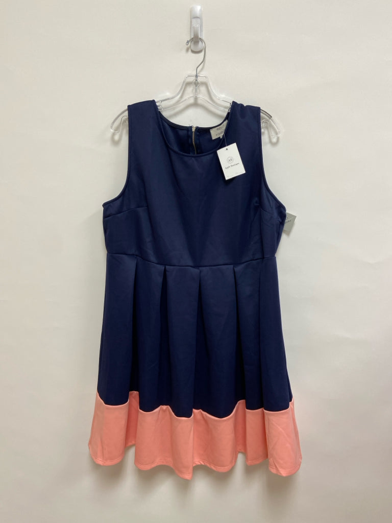 NWT  SIZE  3X Navy Pink Pleated Sleeveless Plus Size Dress