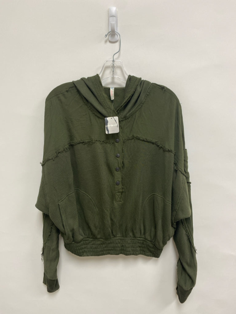 NWT FP Movement Size S Dark Green Button Up Hooded Ladies Top