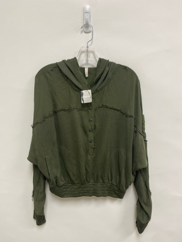 NWT FP Movement Size S Dark Green Button Up Hooded Ladies Top