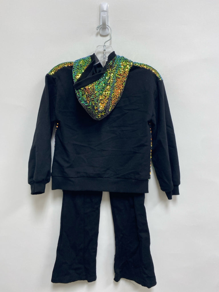 SIZE 6X Black Blue/Gold Sequined Hooded Girl&