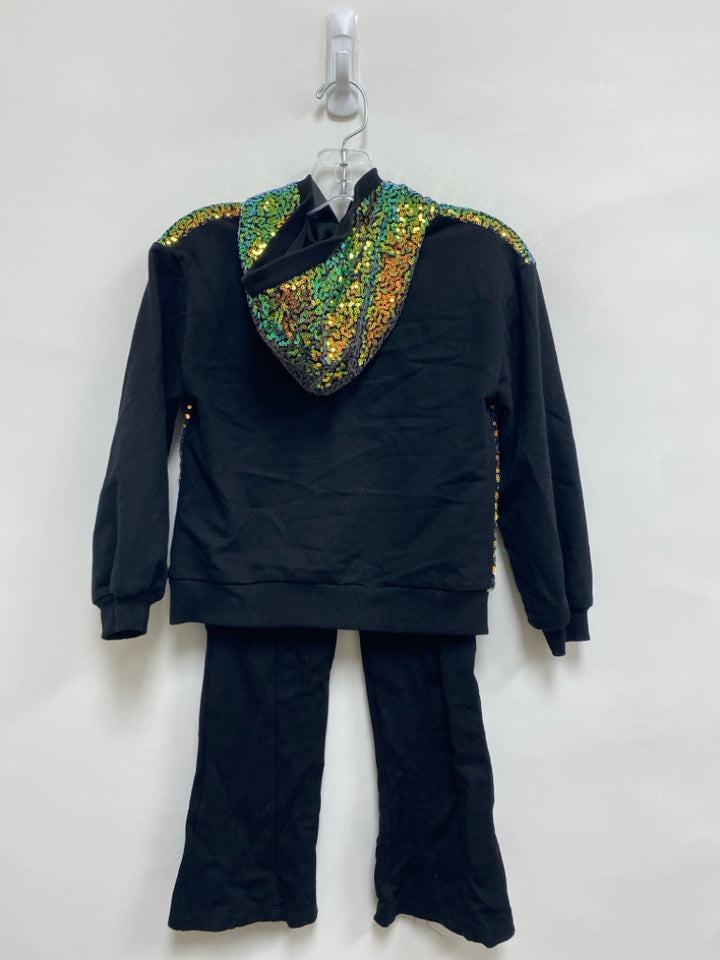 SIZE 6X Black Blue/Gold Sequined Hooded Girl&