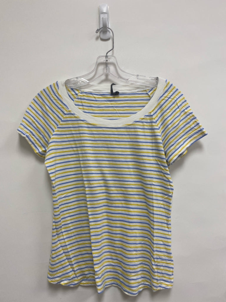 Anthropologie Size S White Yellow/Blue Striped Ladies Top
