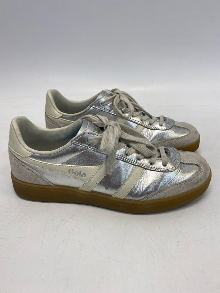 Gola US Shoe Size 8.5 Silver Cream Lace-up Sneakers