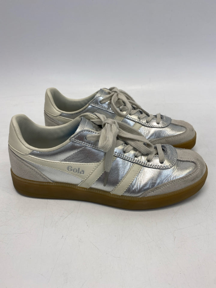 Gola US Shoe Size 8.5 Silver Cream Lace-up Sneakers