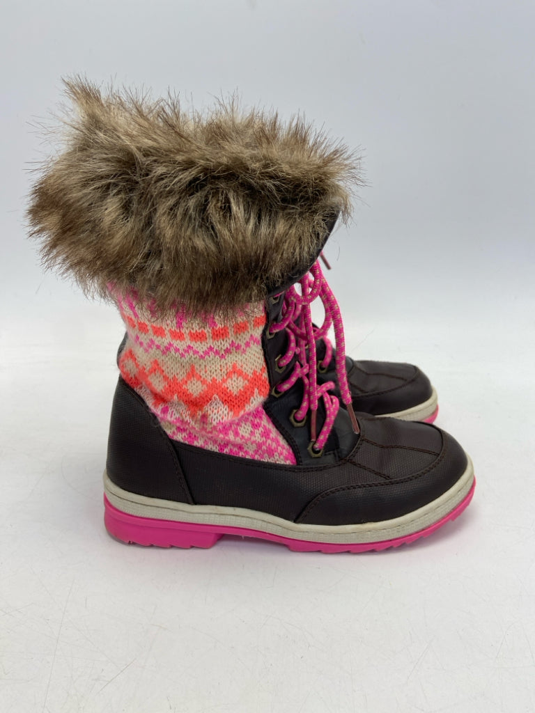 Justice SIZE 3 Dark Brown Pink Lace-Up Girl&