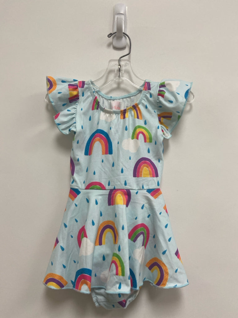 SIZE 2T Pale Blue Purple/Yellow Rainbows Girl&
