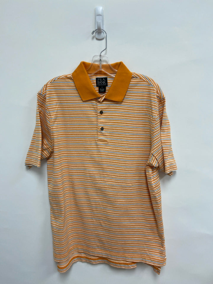 Jos. A Bank Size M Orange/Black White Stripes Polo Men&