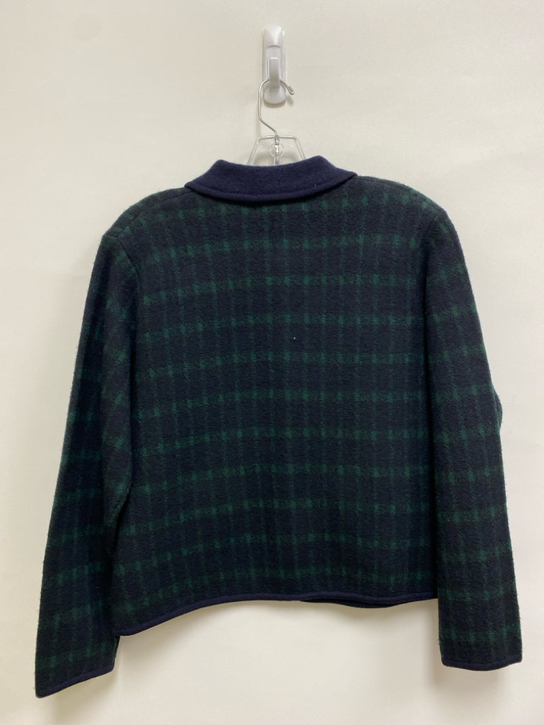 Size LP Navy/Green Plaid Button Up Petite Jacket
