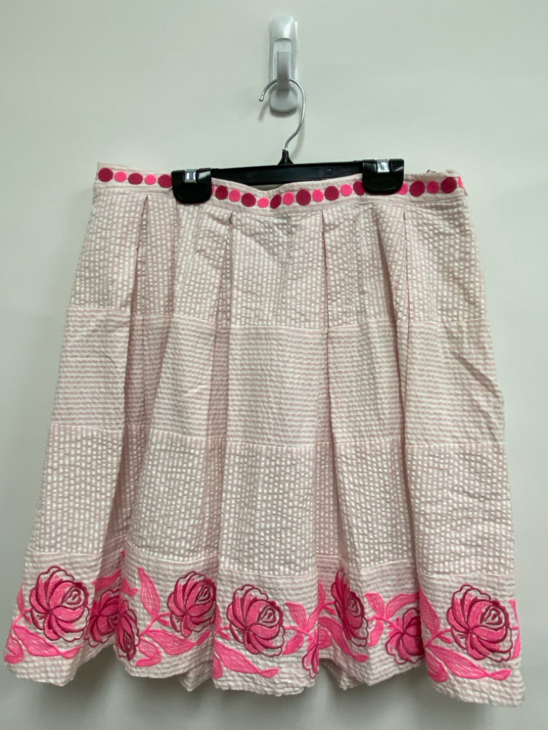 Vineyard Vines Size 12 Pink White Stripes/Flowers Embroidered Ladies Skirt