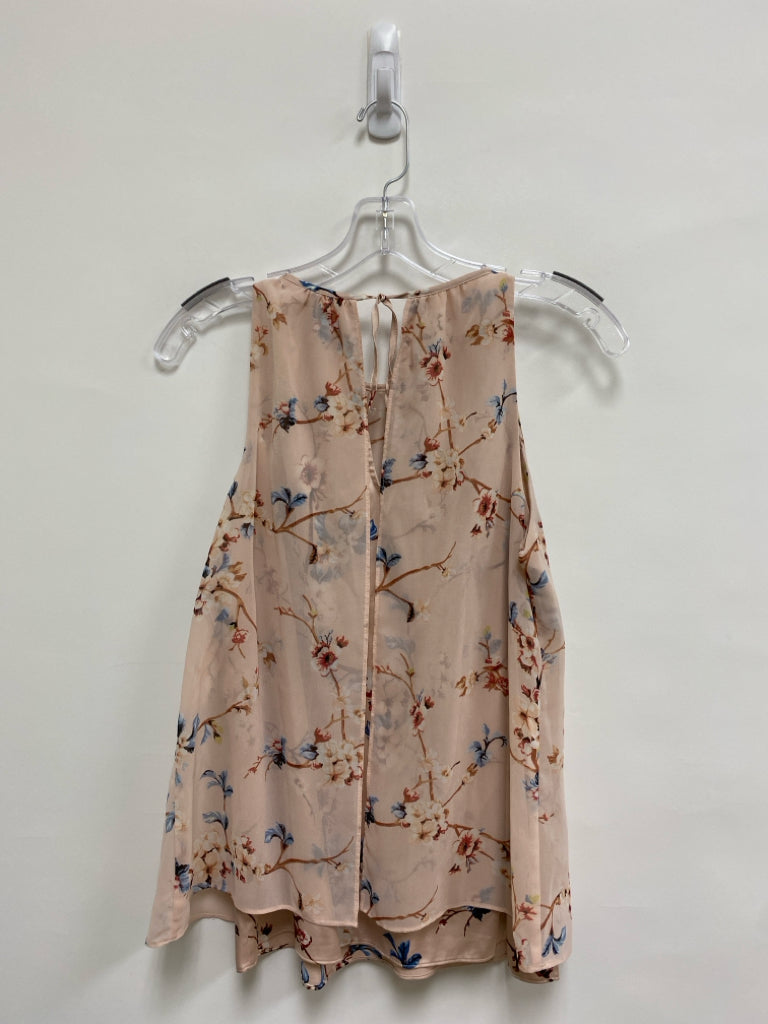 Wht House/Blk Mkt Size S Dusty Pink Blue/Multi Flowers Sleeveless Ladies Top