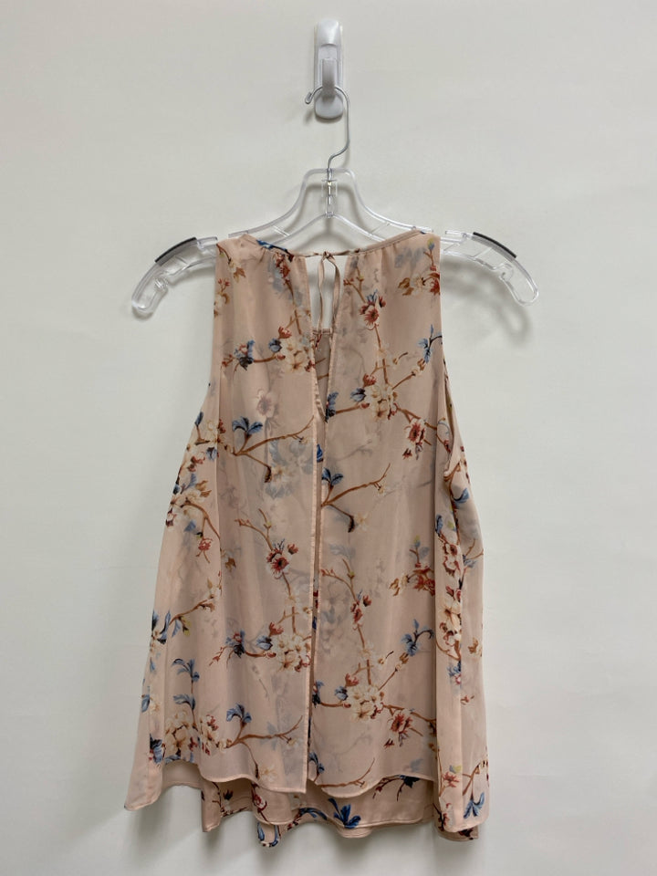 Wht House/Blk Mkt Size S Dusty Pink Blue/Multi Flowers Sleeveless Ladies Top