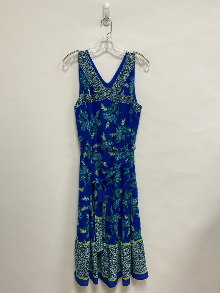 RabbitRabbit  SIZE  16 Blue Green/White Paisley Sleeveless Plus Size Dress