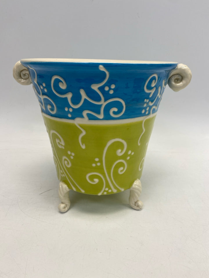 Green Blue Swirl Planter