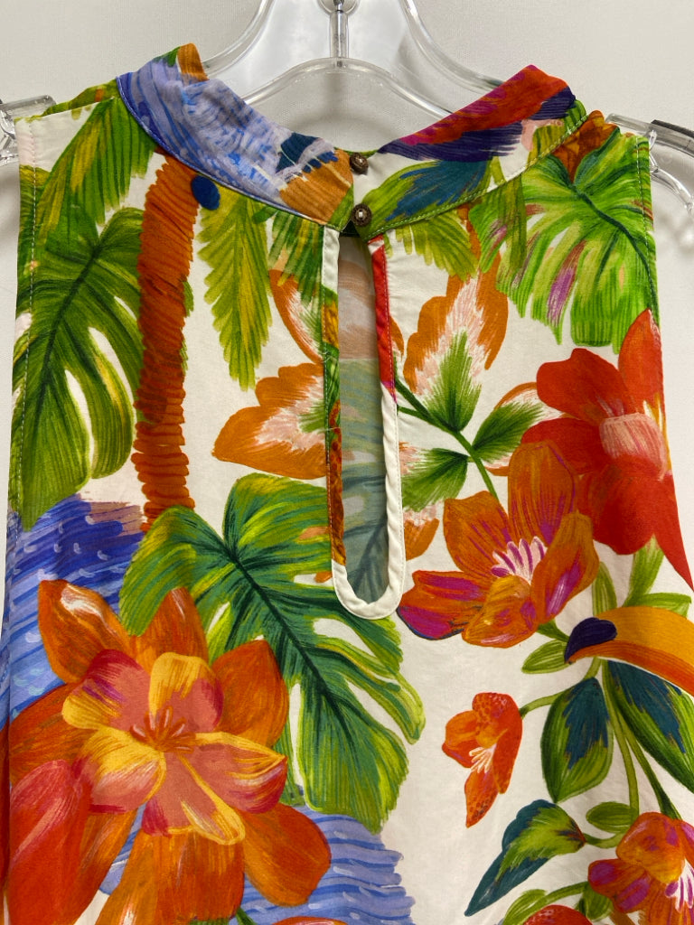 farmrio Size XL Green Orange/Blue Tropical Sleeveless Ladies Dress