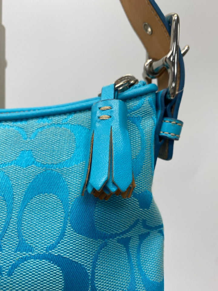 Coach Vintage Y2K Hampton Demi Baguette Blue Mini Handbag 6371